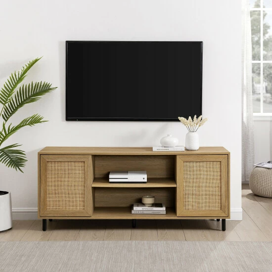 Wholesale ๐ Middlebrook Designs Boho Rattan-Door TV Stand Coastal Oak ๐ฅ 4 Wholesale ๐ Middlebrook Designs Boho Rattan-Door TV Stand Coastal Oak ๐ฅ - Image 2