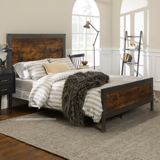 Promo 🎉 Middlebrook Designs Middlebrook Santos Queen-size Industrial Metal And Faux Wood Panel Bed 😀 4 Promo 🎉 Middlebrook Designs Middlebrook Santos Queen-size Industrial Metal And Faux Wood Panel Bed 😀 - Image 2