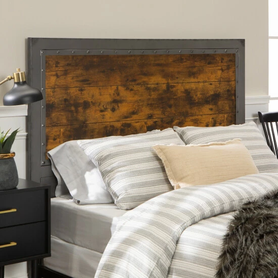 Promo 🎉 Middlebrook Designs Middlebrook Santos Queen-size Industrial Metal And Faux Wood Panel Bed 😀 5 Promo 🎉 Middlebrook Designs Middlebrook Santos Queen-size Industrial Metal And Faux Wood Panel Bed 😀 - Image 3