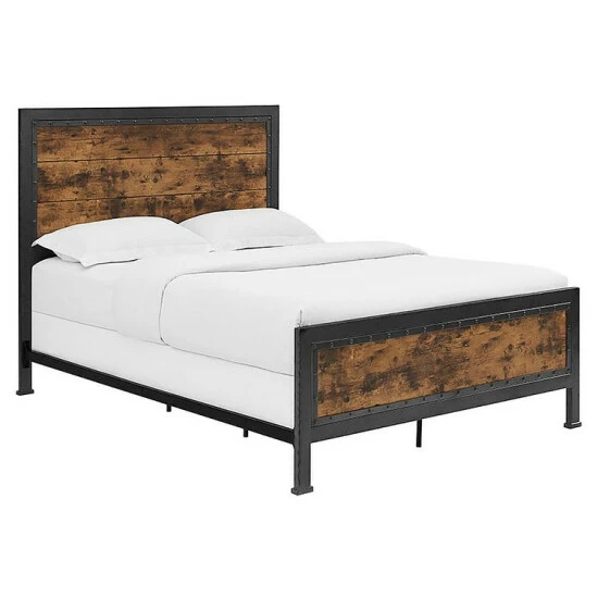 Promo 🎉 Middlebrook Designs Middlebrook Santos Queen-size Industrial Metal And Faux Wood Panel Bed 😀 6 Promo 🎉 Middlebrook Designs Middlebrook Santos Queen-size Industrial Metal And Faux Wood Panel Bed 😀 - Image 4