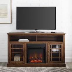 Alternative view of Cheap ⌛ Middlebrook Designs Middlebrook 58-inch Glass Door Fireplace TV Console Dark Walnut 😍