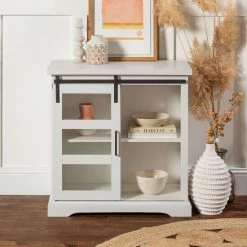 Wholesale 🔥 Middlebrook Designs Middlebrook 32-inch Kujawa Sliding Door Accent Cabinet Solid White 🌟