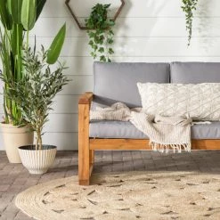 Flash Sale 🤩 Middlebrook Designs Middlebrook Hudson Acacia Frame Love Seat With Grey Cushions ⭐ -Middlebrook Sales unnamed file 2778