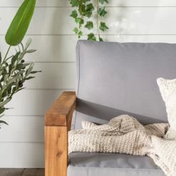 Flash Sale 🤩 Middlebrook Designs Middlebrook Hudson Acacia Frame Love Seat With Grey Cushions ⭐ -Middlebrook Sales unnamed file 2781
