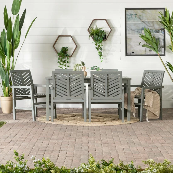 Discount ๐ Middlebrook Designs Middlebrook Elephant Point 7-Piece Acacia Chevron Dining Set Dark Brown โญ 4 Discount ๐ Middlebrook Designs Middlebrook Elephant Point 7-Piece Acacia Chevron Dining Set Dark Brown โญ - Image 2