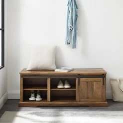 Alternative view of Cheap ❤️ Middlebrook Designs Middlebrook Sliding Groove Door Entry Bench Rustic Oak ✨