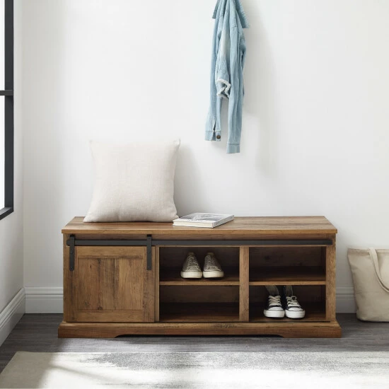 Cheap ❤️ Middlebrook Designs Middlebrook Sliding Groove Door Entry Bench Rustic Oak ✨ 5 Cheap ❤️ Middlebrook Designs Middlebrook Sliding Groove Door Entry Bench Rustic Oak ✨ - Image 3