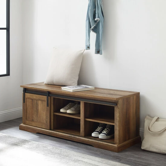 Cheap ❤️ Middlebrook Designs Middlebrook Sliding Groove Door Entry Bench Rustic Oak ✨ 6 Cheap ❤️ Middlebrook Designs Middlebrook Sliding Groove Door Entry Bench Rustic Oak ✨ - Image 4