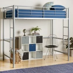 Alternative view of Deals ⌛ Middlebrook Designs Middlebrook Abner Silver Metal Deluxe Twin Loft Bed 💯