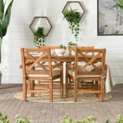 New ⭐ Middlebrook Designs Middlebrook Surfside 5-Piece Acacia Wood X-Back Outdoor Dining Set 👍