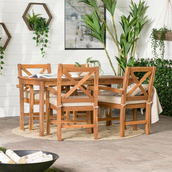 New โญ Middlebrook Designs Middlebrook Surfside 5-Piece Acacia Wood X-Back Outdoor Dining Set ๐ 4 New โญ Middlebrook Designs Middlebrook Surfside 5-Piece Acacia Wood X-Back Outdoor Dining Set ๐ - Image 2
