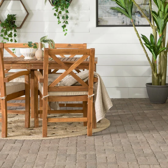 New โญ Middlebrook Designs Middlebrook Surfside 5-Piece Acacia Wood X-Back Outdoor Dining Set ๐ 5 New โญ Middlebrook Designs Middlebrook Surfside 5-Piece Acacia Wood X-Back Outdoor Dining Set ๐ - Image 3