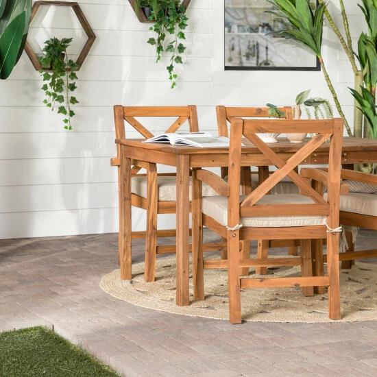 New โญ Middlebrook Designs Middlebrook Surfside 5-Piece Acacia Wood X-Back Outdoor Dining Set ๐ 6 New โญ Middlebrook Designs Middlebrook Surfside 5-Piece Acacia Wood X-Back Outdoor Dining Set ๐ - Image 4