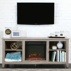 Cheap 🥰 Middlebrook Designs Middlebrook Roosevelt 58-inch Fireplace TV Console Driftwood 🔥