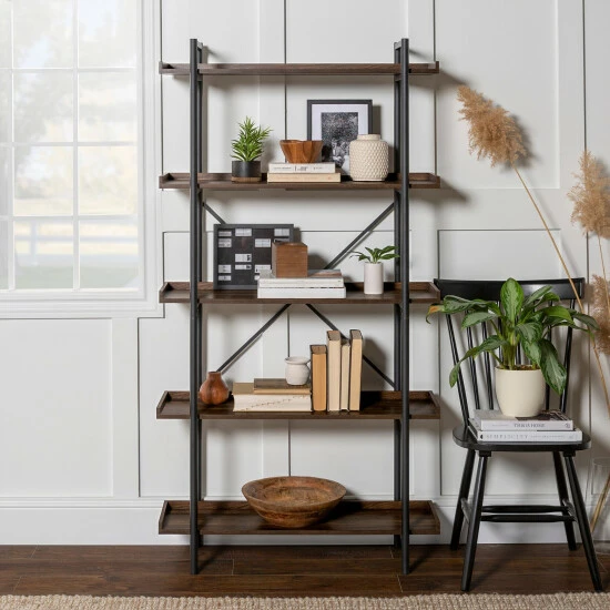 Coupon ✨ Middlebrook Designs Middlebrook Edelman Dark Walnut Urban Industrial Pipe Bookshelf ✨ 4 Coupon ✨ Middlebrook Designs Middlebrook Edelman Dark Walnut Urban Industrial Pipe Bookshelf ✨ - Image 2