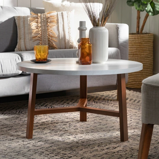 Deals ๐ Middlebrook Designs Middlebrook 30-inch Round Faux Marble Top Coffee Table Pecan ๐ 3 Deals ๐ Middlebrook Designs Middlebrook 30-inch Round Faux Marble Top Coffee Table Pecan ๐