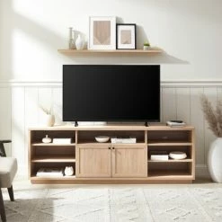 New ✨ Middlebrook Designs Transitional Storage TV Stand Coastal Oak 🌟