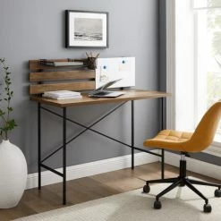 Cheapest 🥰 Middlebrook Designs Middlebrook Kujawa 42-inch Slat Back Writing Desk Dark Walnut 🎁