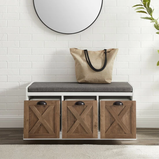 Outlet ๐ฅฐ Middlebrook Designs Rustic 3-Drawer Storage Bench Grey Wash / Oatmeal Cushion ๐ 5 Outlet ๐ฅฐ Middlebrook Designs Rustic 3-Drawer Storage Bench Grey Wash / Oatmeal Cushion ๐ - Image 3