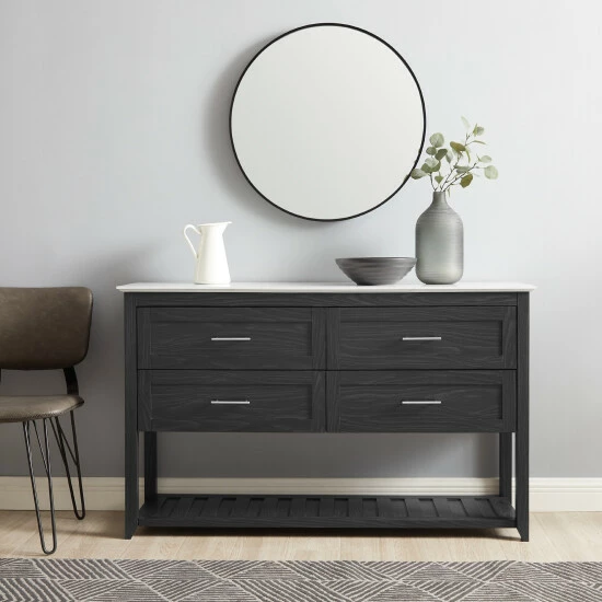 Coupon 🎁 Middlebrook Designs Middlebrook 4-Drawer Storage Buffet With Lower Shelf Graphite / White Faux Marble 💯 4 Coupon 🎁 Middlebrook Designs Middlebrook 4-Drawer Storage Buffet With Lower Shelf Graphite / White Faux Marble 💯 - Image 2