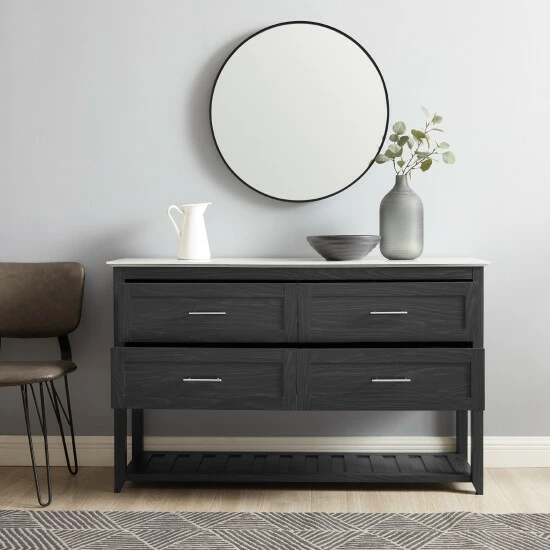 Coupon 🎁 Middlebrook Designs Middlebrook 4-Drawer Storage Buffet With Lower Shelf Graphite / White Faux Marble 💯 6 Coupon 🎁 Middlebrook Designs Middlebrook 4-Drawer Storage Buffet With Lower Shelf Graphite / White Faux Marble 💯 - Image 4