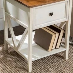 Budget 💯 Middlebrook Designs Middlebrook Solid Wood 19-inch 1-Drawer Side Table White Wash / Rustic Oak 🥰 -Middlebrook Sales unnamed file 342