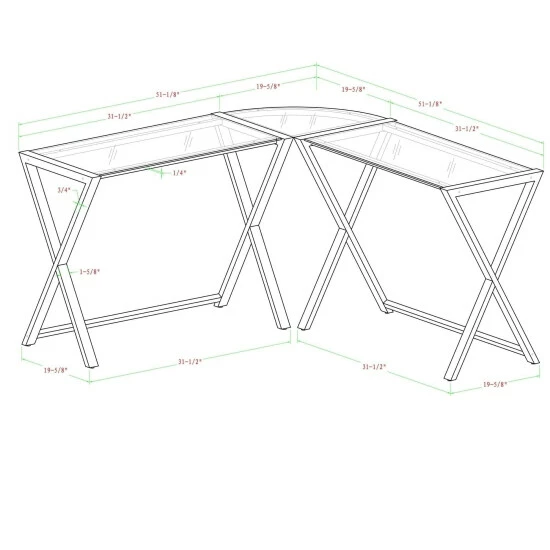 Best Sale ๐ Middlebrook Designs Middlebrook Hardy X-frame Metal And Glass Corner Computer Desk - White ๐ 8 Best Sale ๐ Middlebrook Designs Middlebrook Hardy X-frame Metal And Glass Corner Computer Desk - White ๐ - Image 6