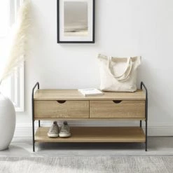 Hot Sale 💯 Middlebrook Designs Middlebrook Urban 2-Drawer Storage Entry Bench Driftwood ❤️
