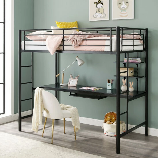 Cheapest ๐ Middlebrook Designs Middlebrook Abner Black Metal Twin Loft Bed With Desk ๐ 4 Cheapest ๐ Middlebrook Designs Middlebrook Abner Black Metal Twin Loft Bed With Desk ๐ - Image 2