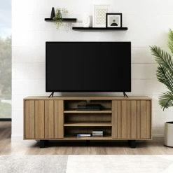 Best deal โ Middlebrook Designs Modern Sled-Leg TV Stand Coastal Oak ๐