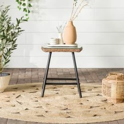 Brand new 🛒 Middlebrook Designs Middlebrook Outdoor Rattan And Metal Side Table With Glass Top 🎉