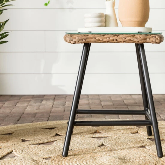 Brand new 🛒 Middlebrook Designs Middlebrook Outdoor Rattan And Metal Side Table With Glass Top 🎉 5 Brand new 🛒 Middlebrook Designs Middlebrook Outdoor Rattan And Metal Side Table With Glass Top 🎉 - Image 3