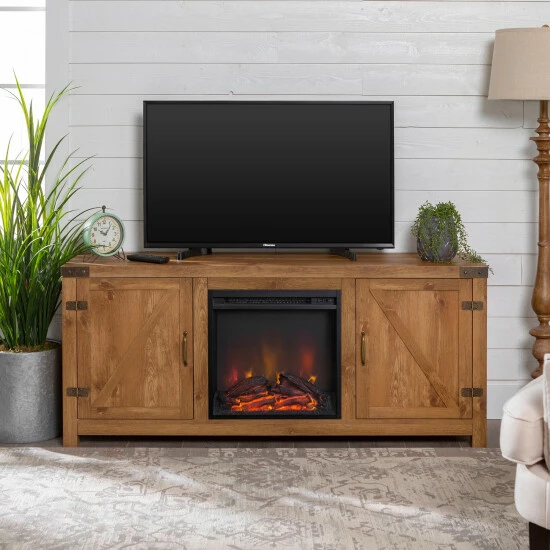Top 10 ❤️ Middlebrook Designs Middlebrook Firebranch 58-inch Barn Door Fireplace TV Console Stone Grey 🛒 4 Top 10 ❤️ Middlebrook Designs Middlebrook Firebranch 58-inch Barn Door Fireplace TV Console Stone Grey 🛒 - Image 2