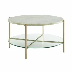 Brand new 🔥 Middlebrook Designs Middlebrook Howell Round Coffee Table Gold / White Faux Marble 🎁 -Middlebrook Sales unnamed file 3671
