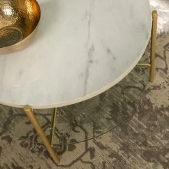 Brand new 🔥 Middlebrook Designs Middlebrook Howell Round Coffee Table Gold / White Faux Marble 🎁 -Middlebrook Sales unnamed file 3672