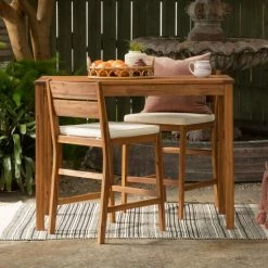 Outlet ๐ฅ Middlebrook Designs 3-Piece Acacia Wood Counter Height Dining Set Dark Brown ๐