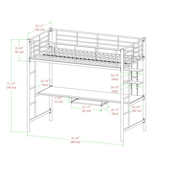 Budget ๐ Middlebrook Designs Middlebrook Abner Full Metal Black Loft Bed With Desk ๐ 10 Budget ๐ Middlebrook Designs Middlebrook Abner Full Metal Black Loft Bed With Desk ๐ - Image 8