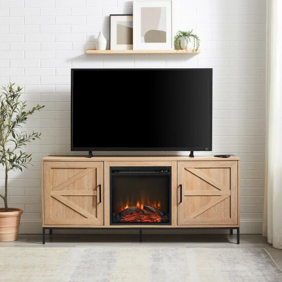 Hot Sale โจ Middlebrook Designs Middlebrook Farmhouse Barn Door Fireplace TV Stand Rustic Oak ๐ 3 Hot Sale โจ Middlebrook Designs Middlebrook Farmhouse Barn Door Fireplace TV Stand Rustic Oak ๐