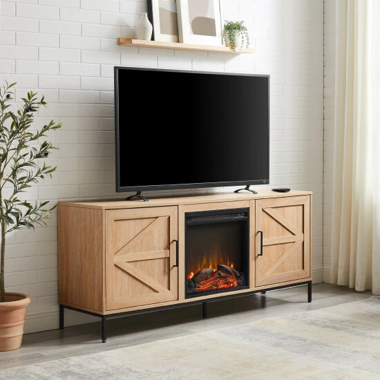 Hot Sale โจ Middlebrook Designs Middlebrook Farmhouse Barn Door Fireplace TV Stand Rustic Oak ๐ 5 Hot Sale โจ Middlebrook Designs Middlebrook Farmhouse Barn Door Fireplace TV Stand Rustic Oak ๐ - Image 3
