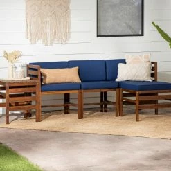 Best Sale 🧨 Middlebrook Designs Middlebrook 5-Piece Acacia Wood Outdoor Patio Modular Sectional Dark Brown / Navy Blue 🔔 -Middlebrook Sales unnamed file 3859