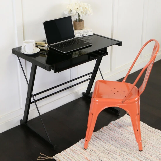 Budget ๐ Middlebrook Designs Middlebrook Metal And Glass Compact Computer Desk - Black ๐ 3 Budget ๐ Middlebrook Designs Middlebrook Metal And Glass Compact Computer Desk - Black ๐