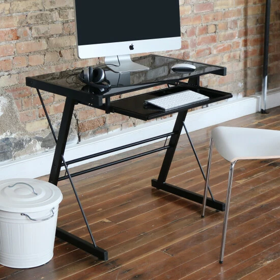 Budget ๐ Middlebrook Designs Middlebrook Metal And Glass Compact Computer Desk - Black ๐ 4 Budget ๐ Middlebrook Designs Middlebrook Metal And Glass Compact Computer Desk - Black ๐ - Image 2