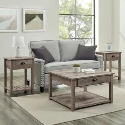 Outlet ⌛ Middlebrook Designs 3-Piece Farmhouse Table Set Grey Wash 😍