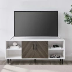 Hot Sale ๐ Middlebrook Designs Middlebrook Modern Bookmatch 58-inch TV Console White / Ash Bookmatch โญ