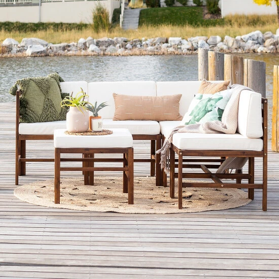 Outlet โ Middlebrook Designs Middlebrook 6-Piece Acacia Frame Patio Modular Sectional Dark Brown / Navy Blue ๐ 3 Outlet โ Middlebrook Designs Middlebrook 6-Piece Acacia Frame Patio Modular Sectional Dark Brown / Navy Blue ๐