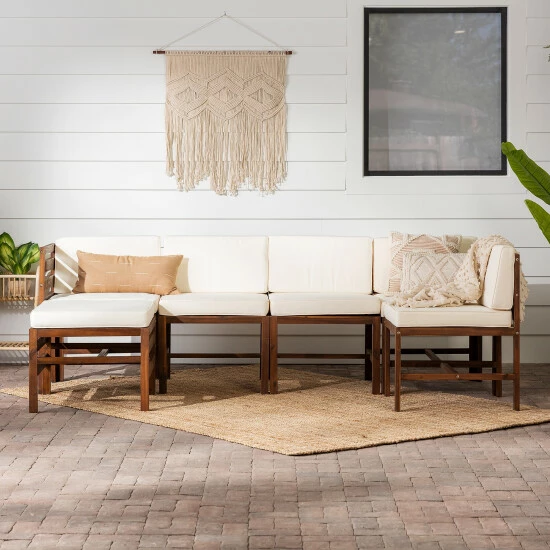 Outlet โ Middlebrook Designs Middlebrook 6-Piece Acacia Frame Patio Modular Sectional Dark Brown / Navy Blue ๐ 4 Outlet โ Middlebrook Designs Middlebrook 6-Piece Acacia Frame Patio Modular Sectional Dark Brown / Navy Blue ๐ - Image 2