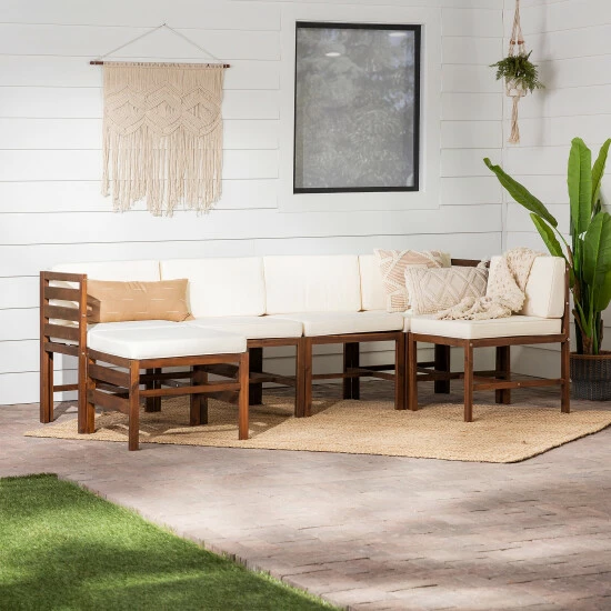 Outlet โ Middlebrook Designs Middlebrook 6-Piece Acacia Frame Patio Modular Sectional Dark Brown / Navy Blue ๐ 5 Outlet โ Middlebrook Designs Middlebrook 6-Piece Acacia Frame Patio Modular Sectional Dark Brown / Navy Blue ๐ - Image 3