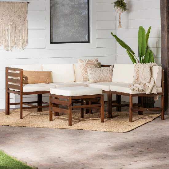 Outlet โ Middlebrook Designs Middlebrook 6-Piece Acacia Frame Patio Modular Sectional Dark Brown / Navy Blue ๐ 6 Outlet โ Middlebrook Designs Middlebrook 6-Piece Acacia Frame Patio Modular Sectional Dark Brown / Navy Blue ๐ - Image 4