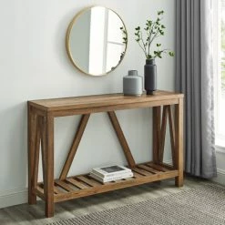 Discount 🥰 Middlebrook Designs Middlebrook Paradise Hill A-frame Console Table Rustic Oak 🤩