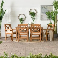 Best Pirce 🎁 Middlebrook Designs Middlebrook Surfside 7-Piece Acacia Wood X-Back Outdoor Dining Set ✔️